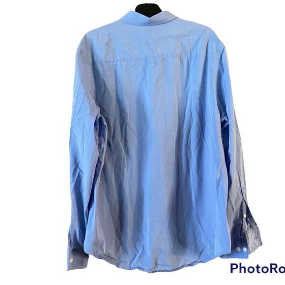 Calvin Klein Button Front Blue Long Sleeve Shirt Size Large - Picture 2 of 8